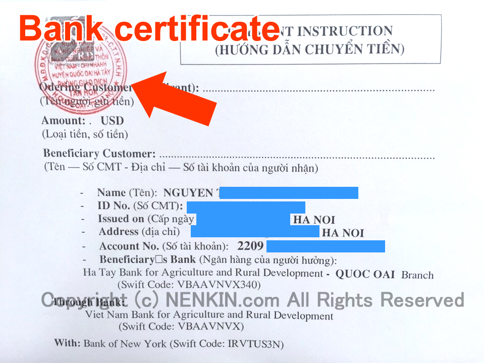 Bank certificate